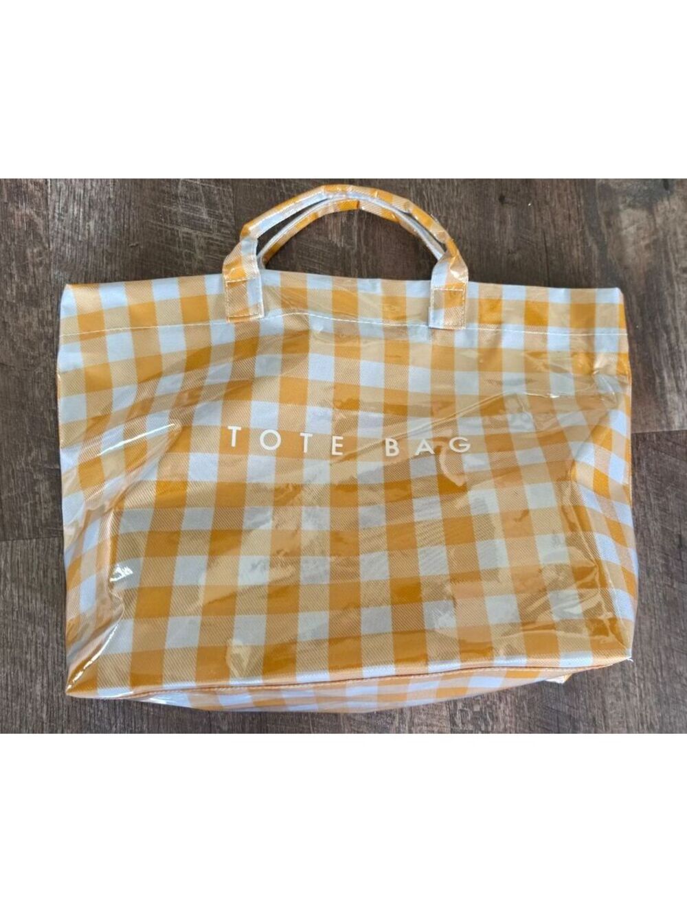 Yellow and White Checkered Tote Bag